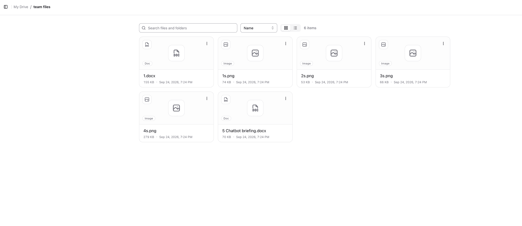 Drive search, sort, grid, and list controls